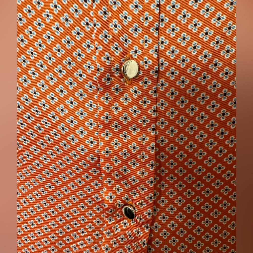 Topshop Orange Diamond Pattern Button Up size 4 - Picture 6 of 7
